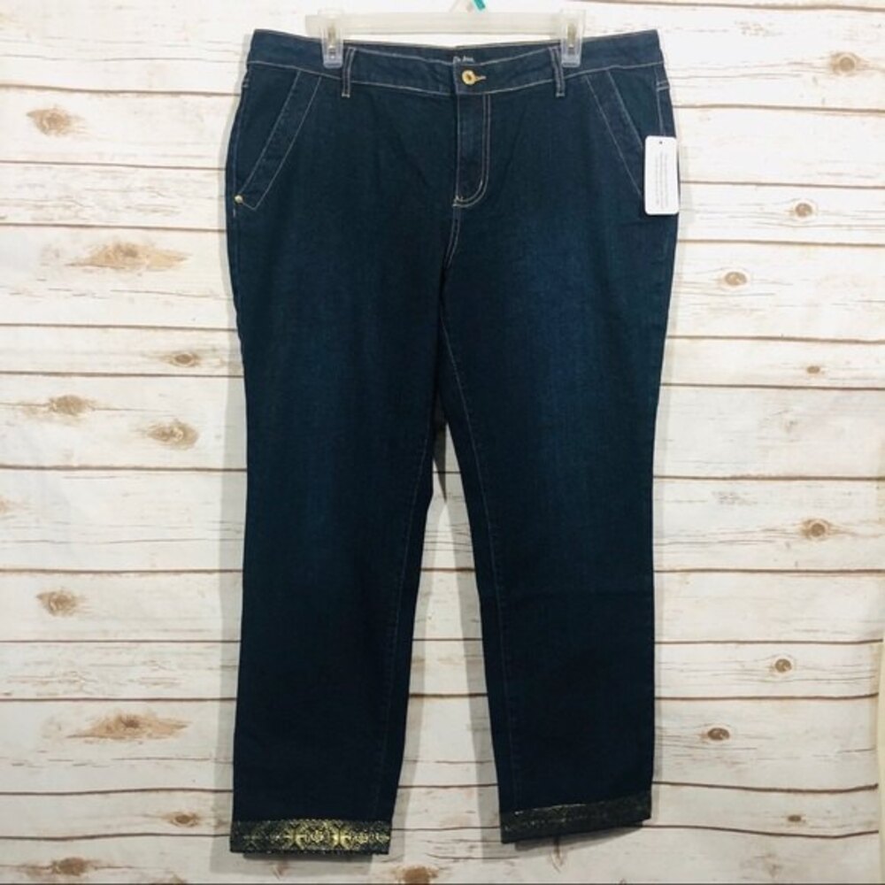 New Du Jour women’s size 16 jeans with gold trim‎